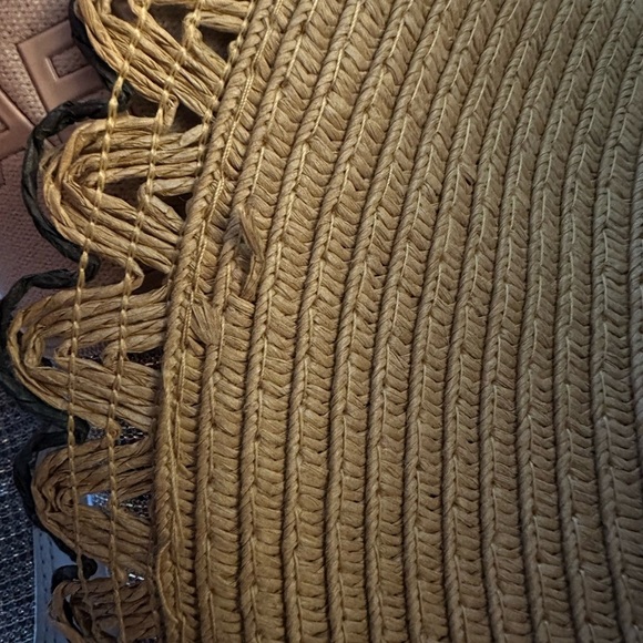 Anne Klein Tan Wide-Brimmed Sun Hat with Pom-Pom Trim - Picture 7 of 7